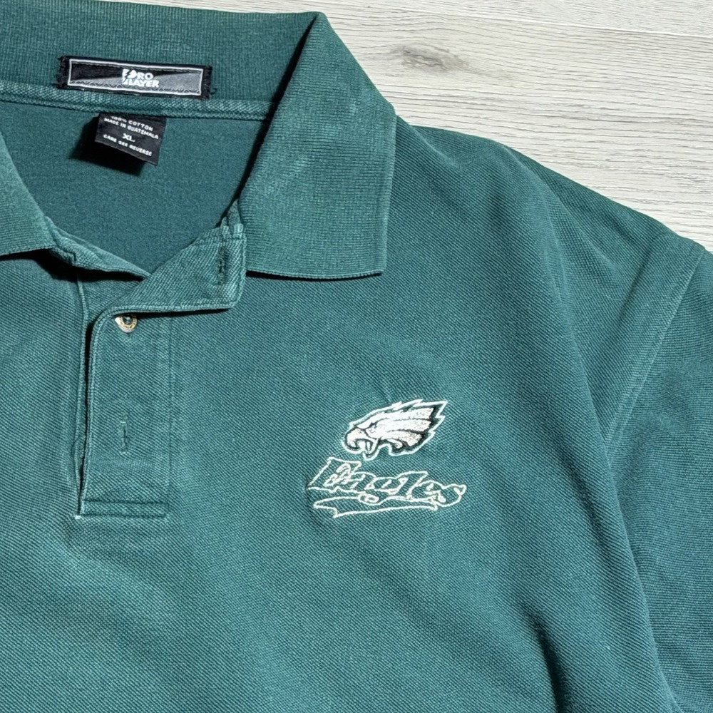 Philadelphia Eagles Polo Shirt XL Green NFL Pro Player Y2K Embroidered Logo - Picture 2 of 8